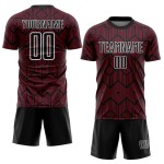 Crimson Geometric Sublimation Shapes Schwarz-Weiß Custom Uniform Abstraktes Fußballtrikot Crimson Geometric Sublimation Shapes Schwarz-Weiß Custom Uniform Abstraktes Fußballtrikot