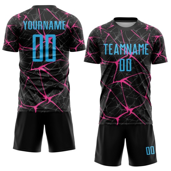 Schwarz Blau-Rosa Custom Jersey Fußball Sublimation Sky Uniform Schwarz Blau-Rosa Custom Jersey Fußball Sublimation Sky Uniform