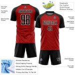 Wellenlinien Sublimation Uniform Fußball Rot Jersey Schwarz-Weiß Custom Wellenlinien Sublimation Uniform Fußball Rot Jersey Schwarz-Weiß Custom