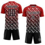Sublimation Rot Custom Uniform Lightning Jersey Fußball Schwarz-Weiß Sublimation Rot Custom Uniform Lightning Jersey Fußball Schwarz-Weiß