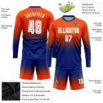 Fade Uniform Fußball Lange Custom Fashion Weiß-Royal Orange Sublimation Jersey Ärmel Fade Uniform Fußball Lange Custom Fashion Weiß-Royal Orange Sublimation Jersey Ärmel