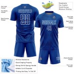 Weißes benutzerdefiniertes königliches geometrisches Uniform-Form-Fußball-Sublimationstrikot Weißes benutzerdefiniertes königliches geometrisches Uniform-Form-Fußball-Sublimationstrikot