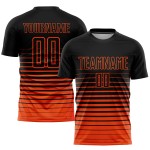 Fußball Custom Uniform Nadelstreifen Sublimation Jersey Schwarz Orange Mode Verblassen Fußball Custom Uniform Nadelstreifen Sublimation Jersey Schwarz Orange Mode Verblassen
