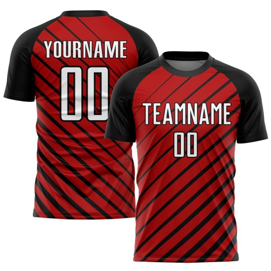 Sublimationstrikot Custom Soccer Weiß-Schwarz Uniform Rot Sublimationstrikot Custom Soccer Weiß-Schwarz Uniform Rot