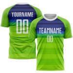 Fußball Grün Custom Weiß-Royal Jersey Neon Sublimation Uniform Fußball Grün Custom Weiß-Royal Jersey Neon Sublimation Uniform