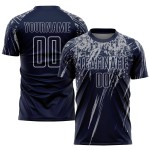 Benutzerdefinierte Sublimation Navy Grau Jersey Fußballuniform Benutzerdefinierte Sublimation Navy Grau Jersey Fußballuniform