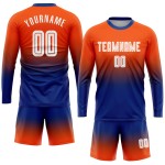 Fade Uniform Fußball Lange Custom Fashion Weiß-Royal Orange Sublimation Jersey Ärmel Fade Uniform Fußball Lange Custom Fashion Weiß-Royal Orange Sublimation Jersey Ärmel