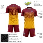 Benutzerdefinierte Jersey Sublimation Crimson Uniform Fußball Gold Benutzerdefinierte Jersey Sublimation Crimson Uniform Fußball Gold