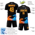 Black Dragon Flame Custom Fußball Uniform Trikot Gelb-Orange Sublimation Black Dragon Flame Custom Fußball Uniform Trikot Gelb-Orange Sublimation