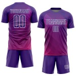 Sublimation Weiß Uniform Jersey Fußball Linien Benutzerdefinierte Lila Sublimation Weiß Uniform Jersey Fußball Linien Benutzerdefinierte Lila