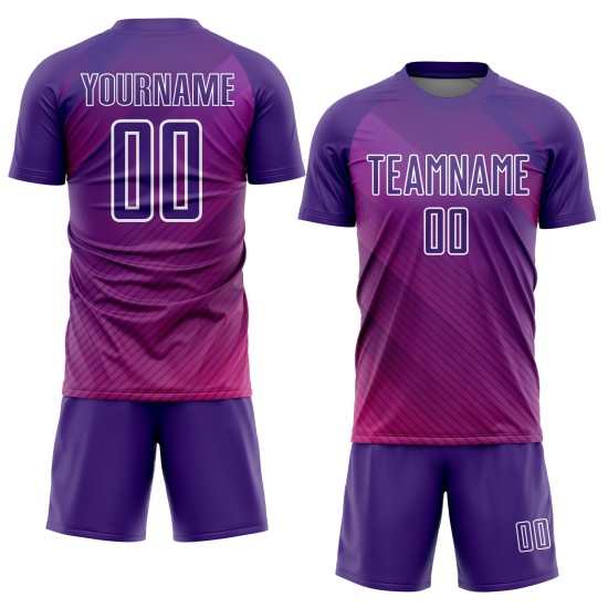 Sublimation Weiß Uniform Jersey Fußball Linien Benutzerdefinierte Lila Sublimation Weiß Uniform Jersey Fußball Linien Benutzerdefinierte Lila