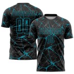 Sublimation Fußball Custom Schwarz Jersey Teal Uniform Sublimation Fußball Custom Schwarz Jersey Teal Uniform