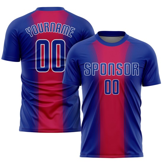 Fußball Sublimation Uniform Royal-Weiß Trikot Custom Rot Fußball Sublimation Uniform Royal-Weiß Trikot Custom Rot
