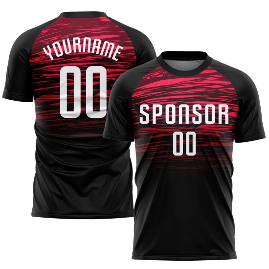 Benutzerdefinierte weiß-rote Trikot Uniform Sublimation Fußball schwarz Benutzerdefinierte weiß-rote Trikot Uniform Sublimation Fußball schwarz