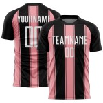 Custom Line Weiß-Mittelschwarz Fußball Sublimation Trikot Uniform Pink Custom Line Weiß-Mittelschwarz Fußball Sublimation Trikot Uniform Pink