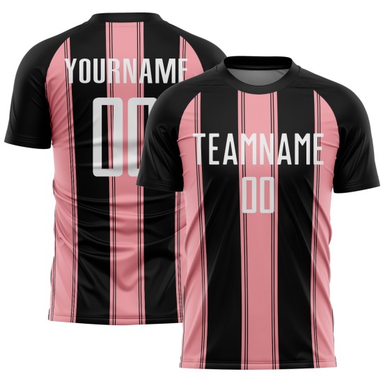 Custom Line Weiß-Mittelschwarz Fußball Sublimation Trikot Uniform Pink Custom Line Weiß-Mittelschwarz Fußball Sublimation Trikot Uniform Pink