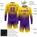 Fußball Ärmel Custom Jersey Fade Fashion Lila Gold Sublimation Lange Uniform Fußball Ärmel Custom Jersey Fade Fashion Lila Gold Sublimation Lange Uniform