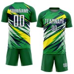 Benutzerdefinierte grün-weiße Sublimationsuniform Fußball-Gelb-Marine-Trikot Benutzerdefinierte grün-weiße Sublimationsuniform Fußball-Gelb-Marine-Trikot