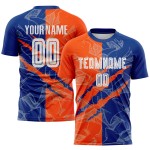 Sublimation Fußball Muster Graffiti Scratch Royal-Orange Custom Uniform Jersey Sublimation Fußball Muster Graffiti Scratch Royal-Orange Custom Uniform Jersey