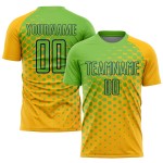 Jersey Uniform Gold Neon Grün-Navy Custom Fußball Sublimation Jersey Uniform Gold Neon Grün-Navy Custom Fußball Sublimation
