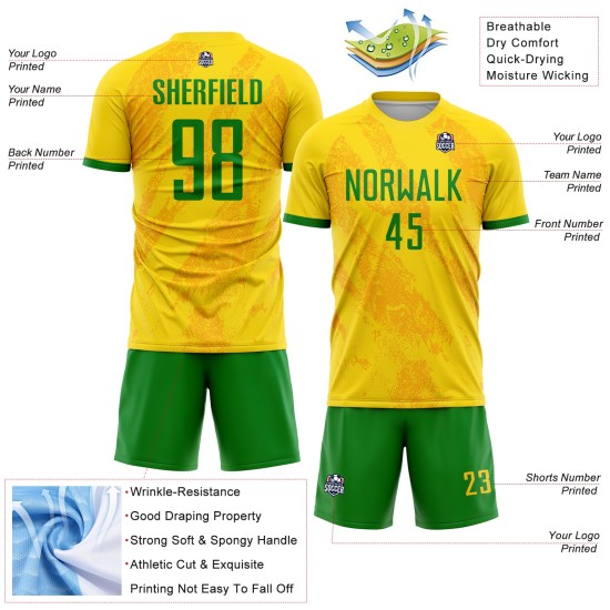 Sublimation Gras Gold Uniform Jersey Fußball Grün Custom Sublimation Gras Gold Uniform Jersey Fußball Grün Custom