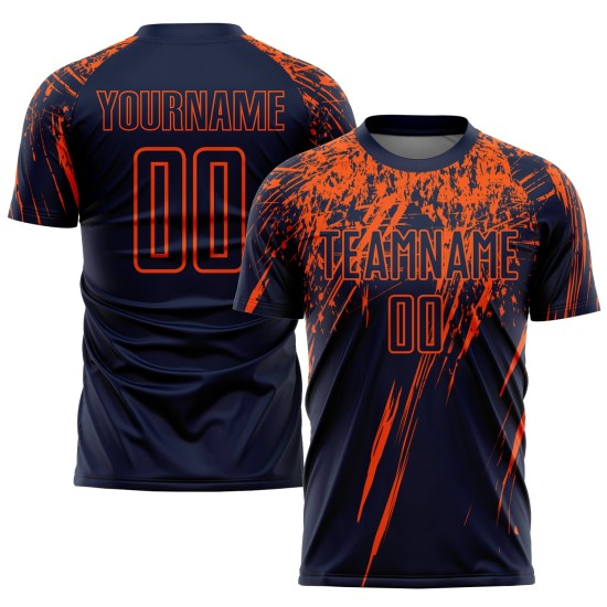 Orange Trikot Fußball Custom Uniform Navy Sublimation Orange Trikot Fußball Custom Uniform Navy Sublimation