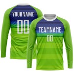 Fußball Grün Custom Weiß-Royal Jersey Neon Sublimation Uniform Fußball Grün Custom Weiß-Royal Jersey Neon Sublimation Uniform