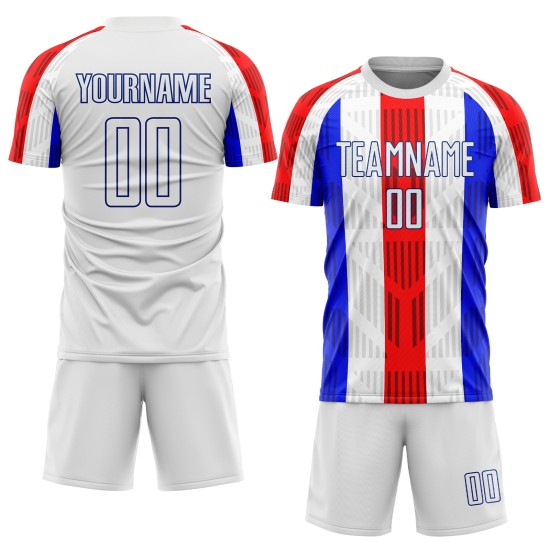Uniform Sublimation Fußball Weiß Custom Jersey Weiß-Royal Uniform Sublimation Fußball Weiß Custom Jersey Weiß-Royal