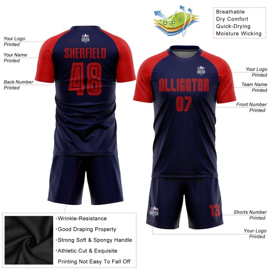 Jersey Rot Marine Uniform Fußball Sublimation Custom Jersey Rot Marine Uniform Fußball Sublimation Custom