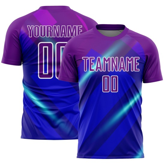 Jersey Fußball Sublimation Custom Lines Royal Lila-Weiß Uniform Jersey Fußball Sublimation Custom Lines Royal Lila-Weiß Uniform