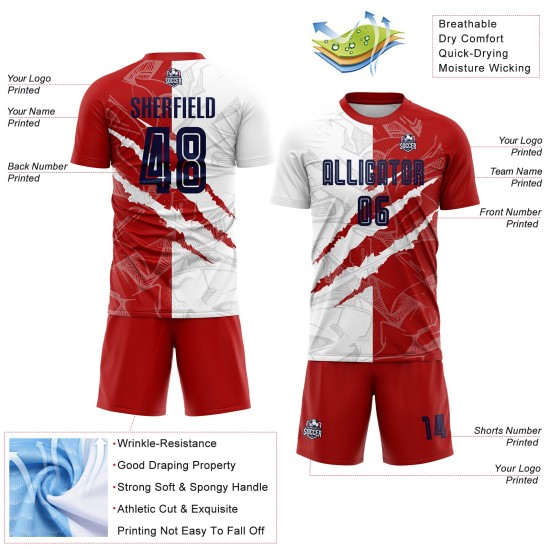 Jersey Uniform Kratzmuster USA Sublimation Fußball Marine-Rot Custom Graffiti Jersey Uniform Kratzmuster USA Sublimation Fußball Marine-Rot Custom Graffiti