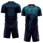 Uniform Jersey Fußball Sublimation Custom Teal Navy Uniform Jersey Fußball Sublimation Custom Teal Navy