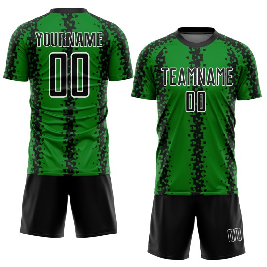 Uniform Schwarz-Weiß Geometrische Jersey Abstrakte Benutzerdefinierte Gras Grün Muster Sublimation Uniform Schwarz-Weiß Geometrische Jersey Abstrakte Benutzerdefinierte Gras Grün Muster Sublimation
