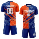Sublimation Fußball Muster Graffiti Scratch Royal-Orange Custom Uniform Jersey Sublimation Fußball Muster Graffiti Scratch Royal-Orange Custom Uniform Jersey