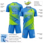 Trikot Grün-Weiß Uniform Linie Sublimation Fußball Pulver Neon Blau Custom Trikot Grün-Weiß Uniform Linie Sublimation Fußball Pulver Neon Blau Custom