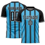 Sublimation Uniform Custom Line Schwarz Blau-Weiß Trikot Sky Soccer Sublimation Uniform Custom Line Schwarz Blau-Weiß Trikot Sky Soccer