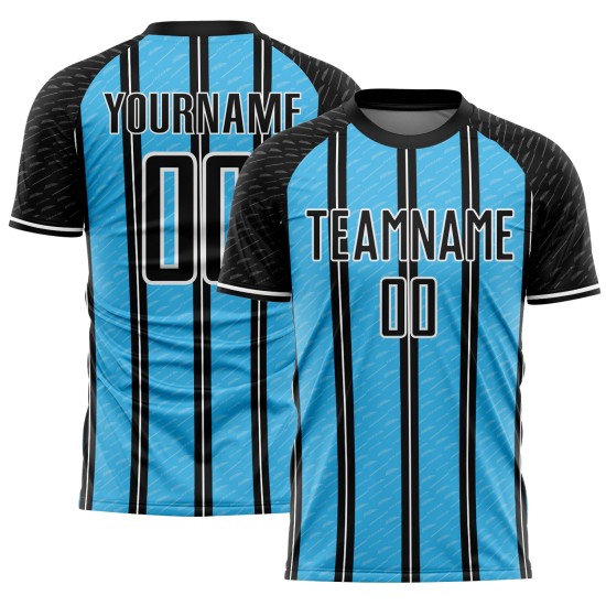 Sublimation Uniform Custom Line Schwarz Blau-Weiß Trikot Sky Soccer Sublimation Uniform Custom Line Schwarz Blau-Weiß Trikot Sky Soccer