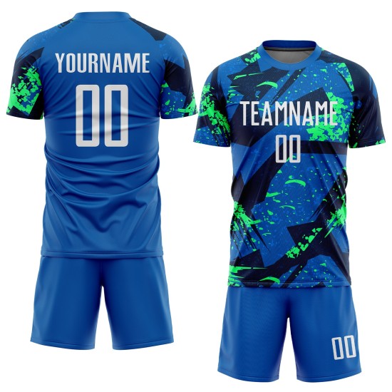 Fußball Weiß-Neon Sublimation Jersey Royal Custom Uniform Grün Fußball Weiß-Neon Sublimation Jersey Royal Custom Uniform Grün