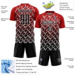 Sublimation Rot Custom Uniform Lightning Jersey Fußball Schwarz-Weiß Sublimation Rot Custom Uniform Lightning Jersey Fußball Schwarz-Weiß