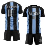 Uniform Hellblau-Weiß Custom Line Jersey Sublimation Fußball Schwarz Uniform Hellblau-Weiß Custom Line Jersey Sublimation Fußball Schwarz