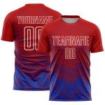Thunder Soccer Jersey Custom Line Sublimation Rot Blau-Weiß Uniform Thunder Soccer Jersey Custom Line Sublimation Rot Blau-Weiß Uniform